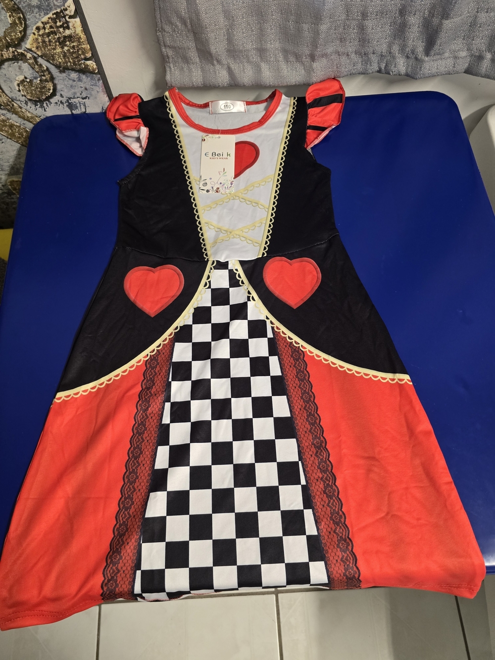 Source Unknown Red and Black Heart Chessboard Costume Dress